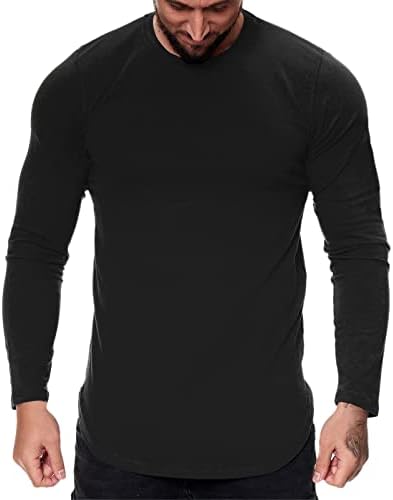 XXBR Mens Long Sleeve T-shirt Alapvető Sleeve Edzés Tee Maximum Esik Wrap Hem Alsóing Alkalmi Sport Futó Póló