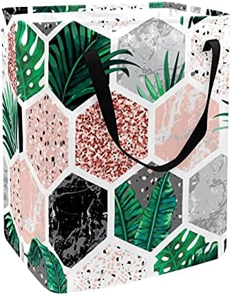 Szennyesben Összecsukható Szennyes Kosár Fogantyúval, Összecsukható Kosárban Tároló Piszkos Ruhát Geometriai Növény Hexagon