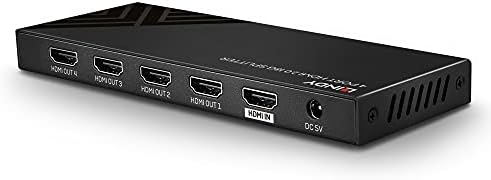 Lindy 4 Port 2.0 HDMI 18G Splitter, 4K@60Hz 4:4:4, HDR, HDCP 2.2, EDID, Összeköti 4 jeleníti meg, hogy Egyetlen Eszköz; Égen,