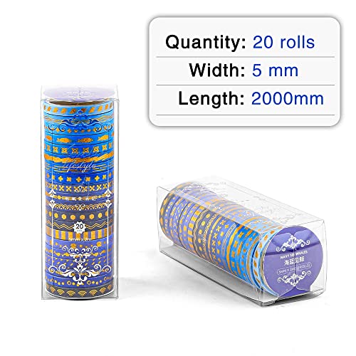 Washi Tape Set, DIY Papír Szalag DIY Kézműves Scrapbooking Ajándék Csomagolás Tervező (Napfürdő Sorozat) (20 Rolls - Óceán