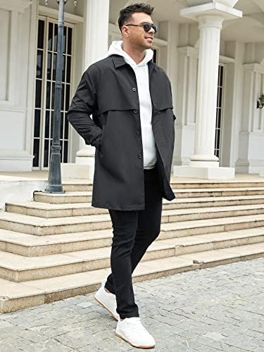 OSHHO Kabátok Női - Férfi egysoros Ferde Zsebében Kabát (Szín : Fekete, Méret : 6X-Nagy)