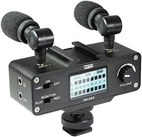 Vidpro XM-AD5 Mini Pre-Amp Okos Mixer Kettős Kondenzátor Mikrofonok - Célja, hogy DSLR, Videó Kamerák, illetve Okostelefonok