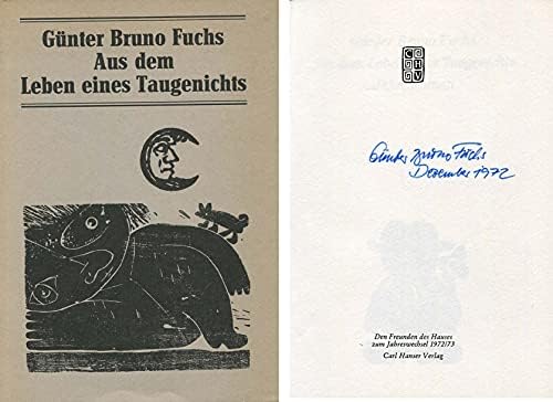 ÍRÓ & GRAFIKUS MŰVÉSZ Günter Bruno Fuchs autogram, dedikált könyvet