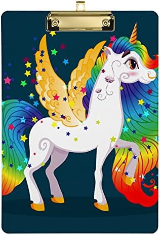 ALAZA Mágikus Póni Unicorn Rainbow Star Papírok Gyerekeknek Tanuló Nők Férfiak Letter Méretű Műanyag Alacsony Profil Klip,