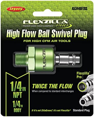Flexzilla Pro High-Flow Labdát Forgatható Csatlakozó, 1/4 Test, 1/4 MNPT - A53440FZBS