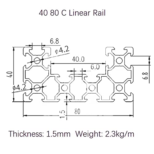 Mssoomm C Csatorna U Típusú 4080-Ban Lineáris Vasúti L: 9.84 inch / 250mm Alumínium Profil Extrudálás Európai Szabvány AnodizedSleek