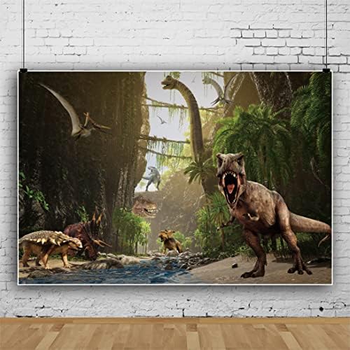 Renaiss 7x5ft Dinoszaurusz Téma Fotó Háttérben Vad Erdő a Dzsungelben Tó Dinoszaurusz Világ Háttér Fotózás Háttérkép Gyerek