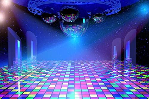 BELECO Disco Party Hátteret 5x3ft Szövet Régi 70-es 80-as 90-es évek Disco Labdát Színpadi Hátteret, Night Club Neon Music