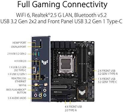 Az ASUS TUF Játék B650M-PLUS WiFi Csatlakozó AM5 (LGA 1718) Ryzen 7000 Gaming mATX Alaplap(14 Hatalom Szakaszában, PCIe®