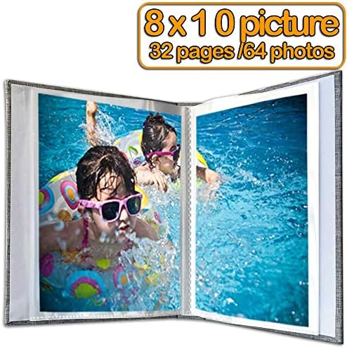 Fotóalbum 8x10 – 64 Fényképek 8x10 Fotó Album, Tiszta Oldal, Vászon Borító hátsó Ablak, Fotó Album, 8x10-es Fotók, Szürke