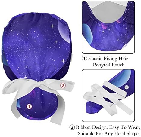 HOHODIY 2 Csomag Galaxy Tér Bolygók Dolgozik, Kap-Gombokkal Állítható Fejpánt Kalapok Nyakkendő Vissza Női Kalapok a Férfiak