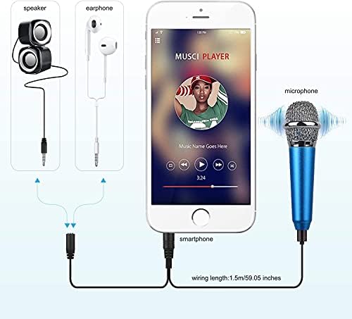 Mini Hordozható Ének/Hangszer Mikrofon Mobil Telefon, Laptop, Notebook, Apple iPhone Sumsung Android Jogosult Klip (Kék)