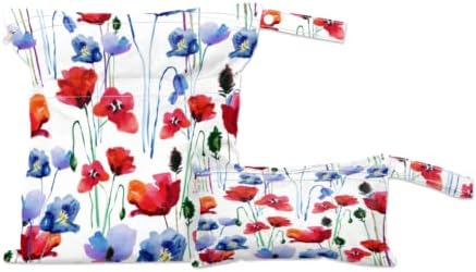 Akvarell Virág Pipacs Piros Nedves-Száraz Táska 2 Csomag Cipzár,Vad Virág Ruhát, Táskát Szervező Tok Vízálló Újrafelhasználható