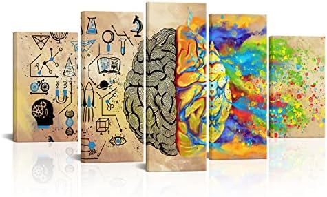 VANSEEING 5 Panel Agy Vászon Wall Art Emberi agyfélteke Plakát Grafika Oktatás, a Tudomány, a Művészet Anatómiája Festmény