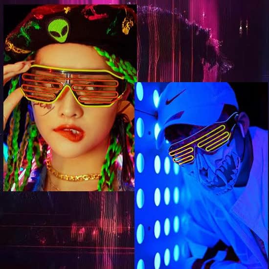 UgyDuky Vezeték nélküli Fény Szemüveg Neon Szemüveget EL Vezeték Led Szemüveg 80-as évek, Party, Éjszakai Koncert(3 csomag)