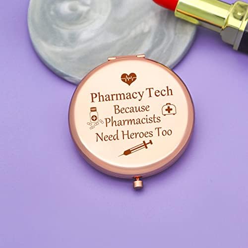 Gyógyszerészét Elismerését Ajándékok Nőknek, Köszönet Ajándékok, Rose Gold Kompakt Tükör gyógyszerész Technikus Ajándékok