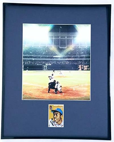 Hank Aaron 16x20 Bekeretezett Fotó & 1954 Topps Újonc Chrome Reprint Kijelző - Baseball Asztalon Kezdő Lapot