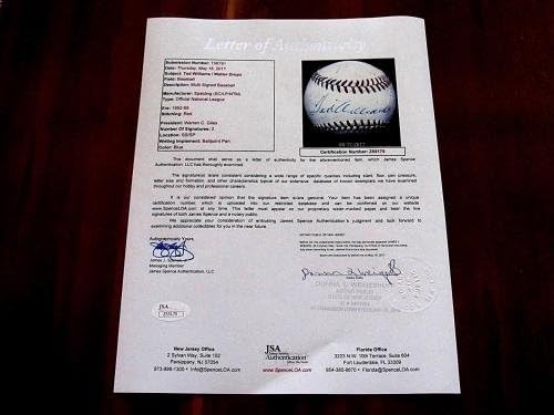 Ted Williams Hof Boston Red Sox Aláírt Auto Játék, Használt Giles Baseball Szövetség Loa - MLB Baseball Játék, Használt