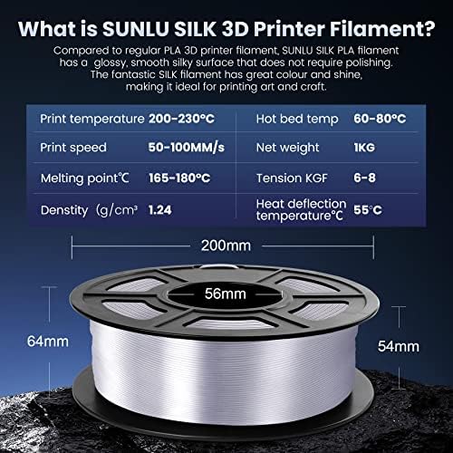 3D-s Nyomtató Selyem Végtelen, SUNLU Fényes Selyem PLA Végtelen 1.75 mm-es, Sima, Selymes Felületű, Nagy, Könnyen Nyomtatás