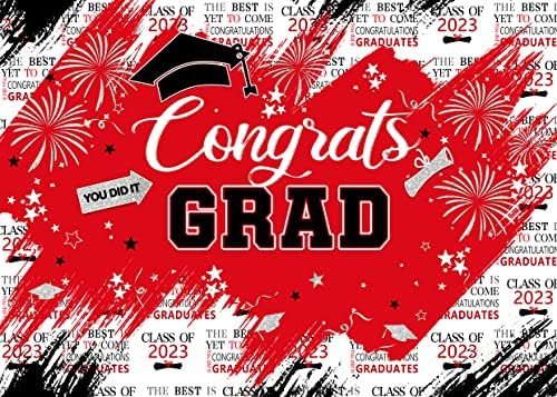 LYCGS 10X8ft Érettségi Hátteret, Congrats Grad Piros, Ezüst Érettségi Fotó Hátteret 2023 Érettségi Fotózás Hátterekkel Érettségi