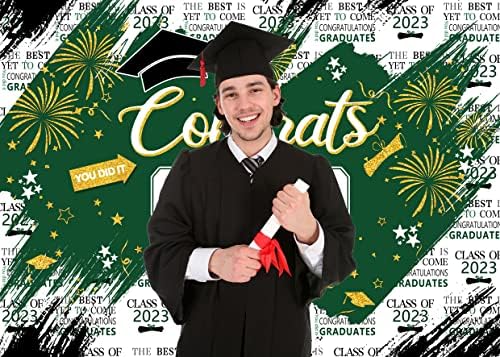 LYCGS 8X6ft Érettségi Hátteret, Congrats Grad Zöld-Arany Diploma Fotó Hátteret 2023 Érettségi Fotózás Hátterekkel Érettségi