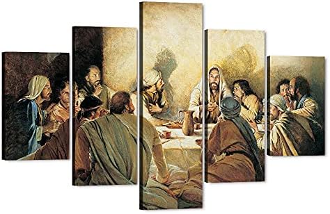 Az Utolsó Vacsora Vászon Wall Art, 5 Db Az Utolsó Vacsora Fali Dekoráció Étkező, Katolikus Vallási Kép, Az Utolsó Vacsora,