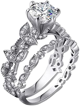 2023 Új Női Gyémánt Levél Gyűrű, Eljegyzési Gyűrűk Nyilatkozat Gyűrűk, Minden Nő Mesemondó Ékszer Gyűrű Lánya (Ezüst, 7)