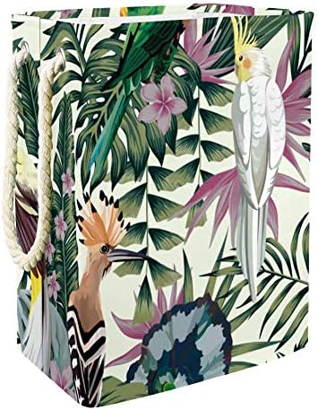 Inhomer Növények, Levelek, Virágok Absztrakt Pasztell Színű, 300D Oxford PVC, Vízálló Szennyestartót Nagy Kosárban a Takaró
