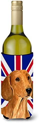 Caroline Kincsek SS4929LITERK Tacskó angol Union Jack Brit Zászló borosüveg Ölelkezős, Üveg Hűvösebb Ujja Ölelkezős Mosható