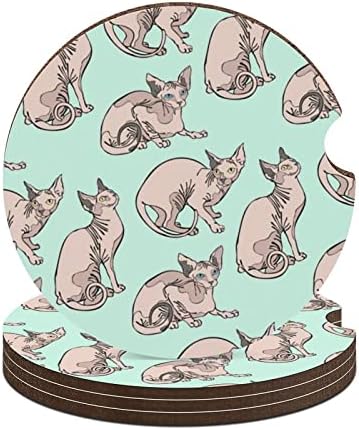 Szfinx Macskák Kerek Autó Alátétek Aranyos pohártartó 2.56 Hüvelyk Italt Abszorbens