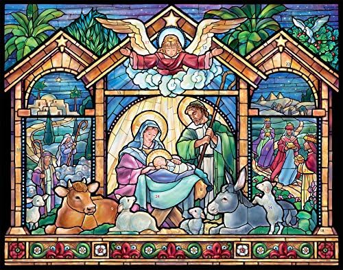 Ólomüveg Betlehemes Adventi Naptár (Karácsonyi Visszaszámlálás Naptár)