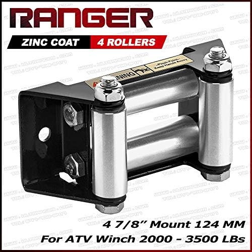 RANGER ULTRANGER ATV Csörlő Roller Fairlead 4 7/8 hüvelyk (124MM) Mount a 2000-3500 LBs ATV Csörlő Fényes (Fekete) (ARF-BK-USA)