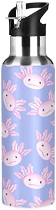 Glaphy Aranyos Rózsaszín Állat Axolotl Víz Üveg Szalma Fedél, BPA-Mentes, 32 oz vizes Palackok Szigetelt Rozsdamentes Acél,