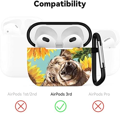Napraforgó Tehén Airpods Esetben Compatiable a Airpods 1 & 2 - Airpods Fedél kulcstartó, Teljes Védő Tartós Ütésálló Személyre