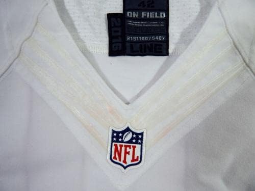 -ban a San Francisco 49ers Rod Streater 81 Játék Kiadott Fehér Jersey 42 DP46957 - Aláíratlan NFL Játék Használt Mezek