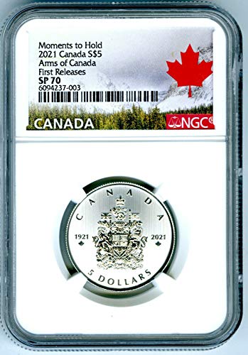 2021 CA Kanadai Királyi Pénzverde Karok Kanada ELSŐ KIADÁSOK $5 SP70 NGC