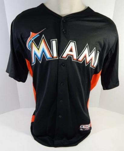 2012-13 Miami Marlins Cody Keefer 37 Játékban Használt Fekete Jersey ST BP 46 670 - Játék Használt MLB Mezek
