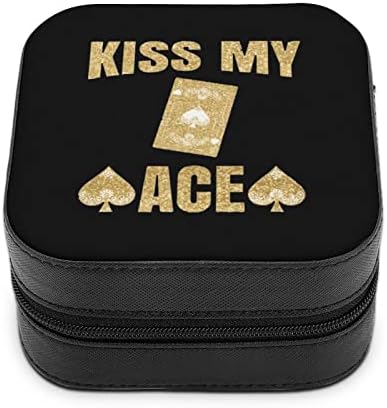 Csók Az Ace Póker Női Prémium Utazási Kis Ékszeres Doboz, Nyaklánc, Gyűrű, Tároló Szervező Mini vitrin