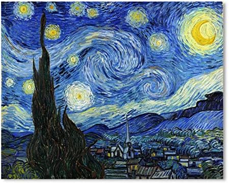 Van Gogh Vászon Wall Art: Csillagos Éjszakai Tájkép Festmény Kép Reprodukció Room Decor - Híres Művészi Nyomatok Modern Grafika