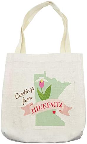 Ambesonne Minnesota Táska, Üdvözlet a Minnesota Betűkkel Endemikus, Virág, Mutatós női Papucs, Szövet Textília Újrafelhasználható