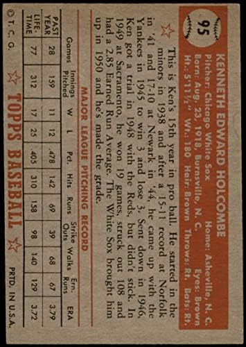 1952 Topps 95 Ken Holcombe Chicago White Sox (Baseball Kártya) VG White Sox