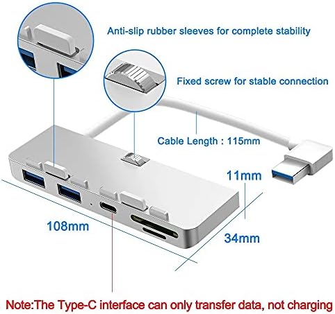 SDFGH Többfunkciós USB Elosztó，Alumínium Ötvözet USB 3.0 Hub Elosztó Adapter SD/TF Kártya Olvasó