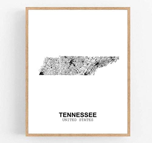 Eleville 8X10-es keret nélküli Tennessee, Egyesült Államok Ország Megtekintése Absztrakt Út a Modern Térkép Art Nyomtatás