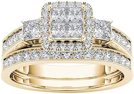 Yistu Női Divat Gyűrű Divat Pár Gyűrűk Klasszikus Aranyozott Gyűrű Intarziás Cirkon Ékszerek Gyűrűk (Arany, 8)