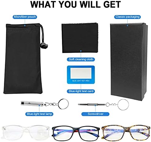 KizmetKare Kék Fény Blokkoló Szemüveg - 3Pack Számítógépes Játék Szemüveg Négyzet Szemüveg Keret，Anti Szem Terhelését/Vakító