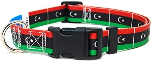 Líbia Nyakörv | Líbiai Zászló | gyorskioldó Csattal | Made in NJ, USA | Közepes testű Kutyák | 3/4 hüvelyk Széles