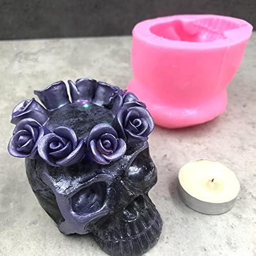 3D Nagy Rózsa Koponya Szilikon öntőforma Epoxi Gyanta, Fondant Torta Díszítő, Beton, Cement, Polymer Clay (Koponya Formák-Rózsa