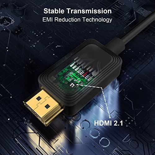 GeoHN.G Optikai HDMI Kábel 24ft, 48Gbps Nagy Sebességű HDMI 2.1 Kábel 8K@60Hz 4K@120Hz Dolby/Dinamikus HDR/HDCP 2.3/eARC