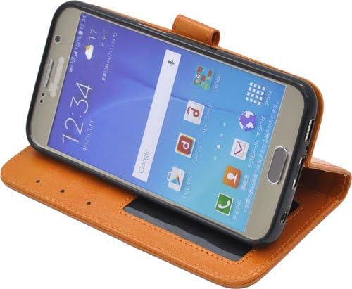 PLATA Galaxy S6 SC-05G Színű Bőr Design Állvány Védelmi Tárca Esetben Tasak Fedezi [ Barna ]