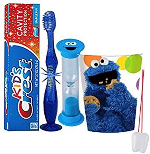 A szezám Utca Cookie Monster Ihletett 4pc Ragyogó Mosollyal szájhigiénia Be! Villogó Fények, Fogkefe, Fogkrém, Fogmosás Időzítő